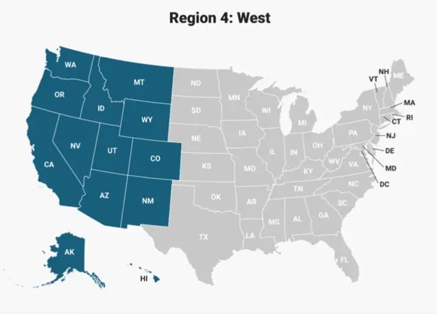 Vùng phía Tây Hoa Kỳ chủ yếu có khí hậu là gì?