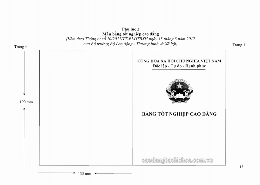 Mẫu bằng Tốt nghiệp cao đẳng 