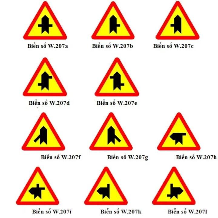 Hệ thống biển báo W.207 là biển báo giao nhau với đường không ưu tiên.