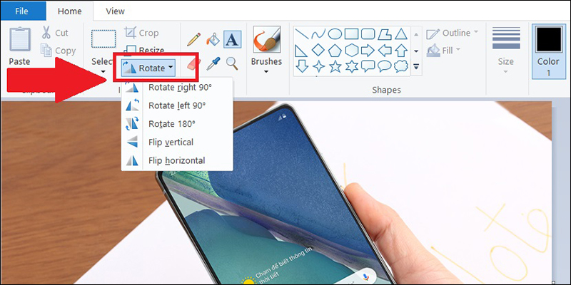 Xoay, lật hình ảnh trong Paint