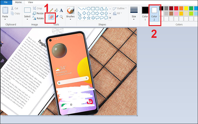 Xóa một phần của hình ảnh trong Paint