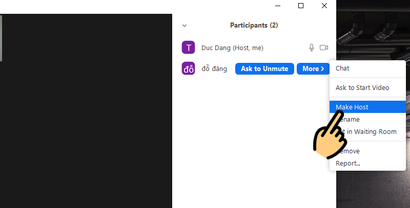 Chọn Make Host 