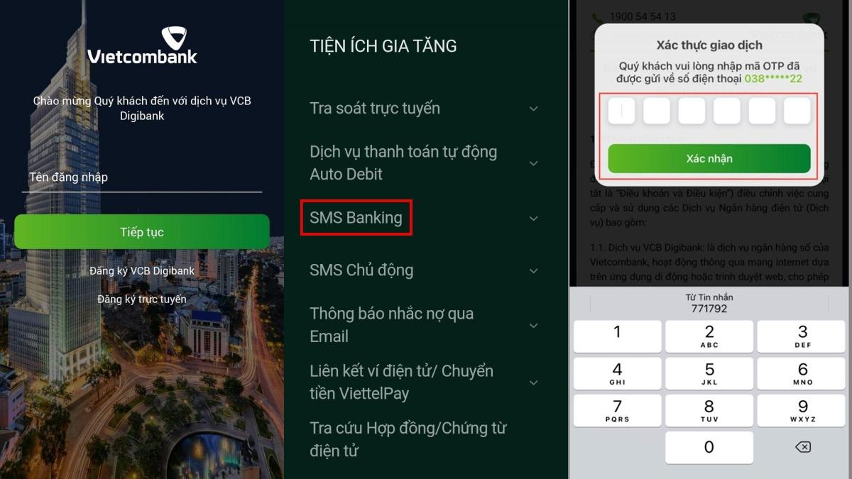 Cách Hủy SMS Banking Vietcombank trên app
