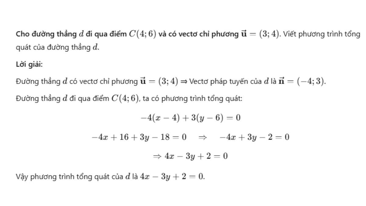 Bài tập vận dụng viết phương trình tổng quát cho đường thẳng
