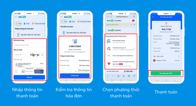 Thanh toán hóa đơn tiền điện online qua website ZaloPay