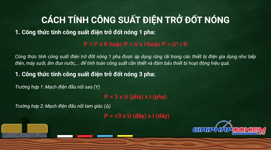 Cách tính công suất điện trở đốt nóng