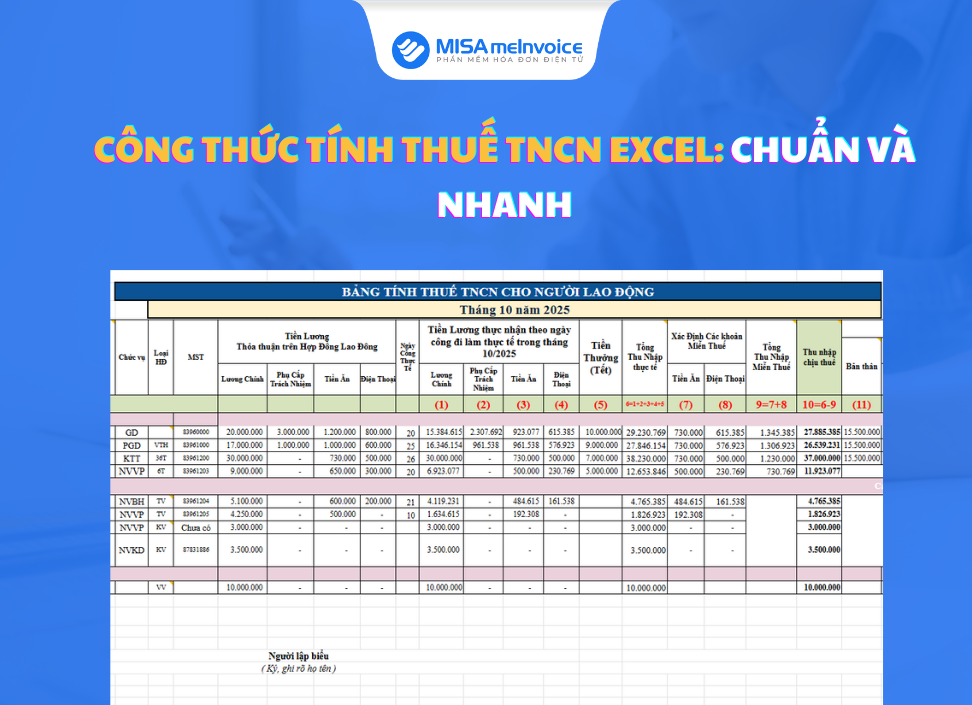 công thức tính thuế TNCN