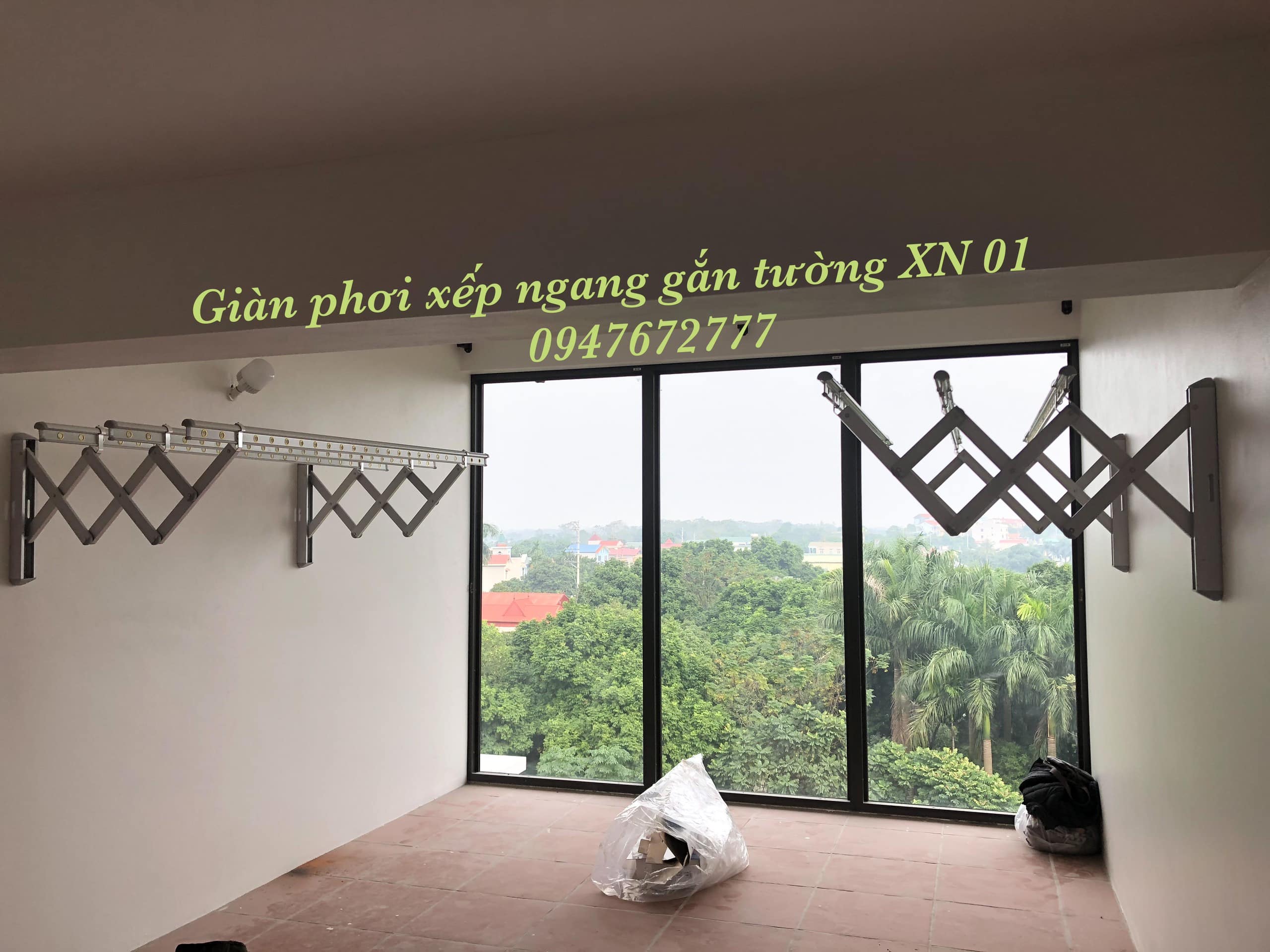 Giàn phơi xếp ngang gắn tường