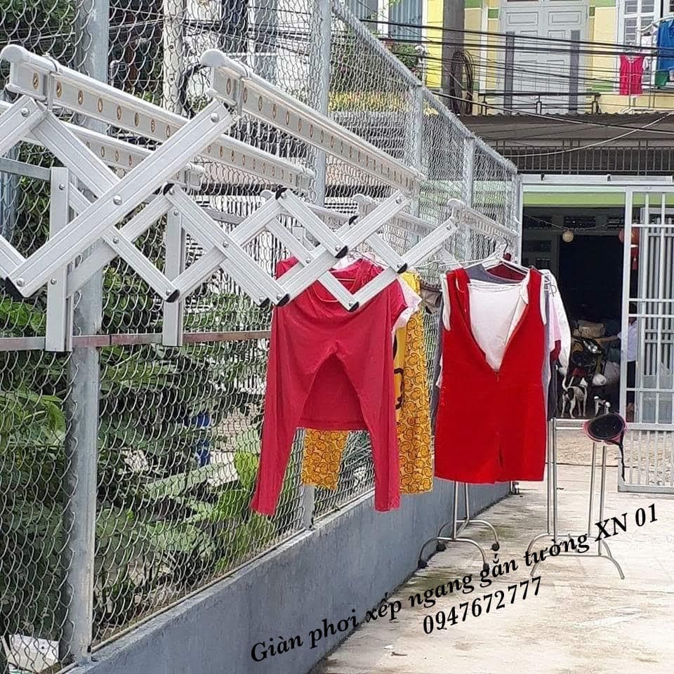 Giàn phơi xếp ngang gắn tường