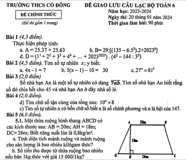 Tuyển tập đề thi học sinh giỏi môn Toán lớp 6