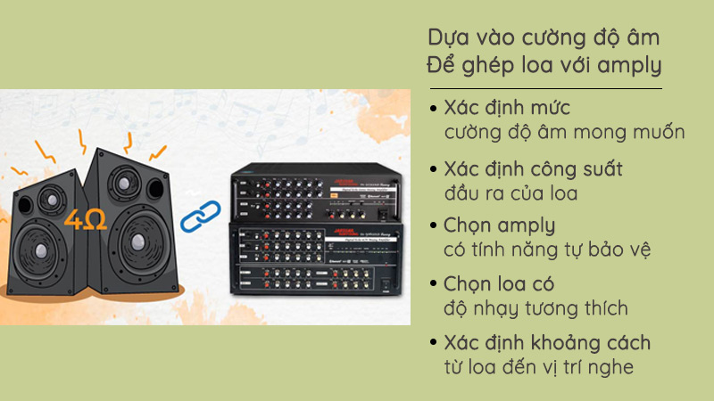 Dựa vào cường độ âm thanh để ghép loa với amply