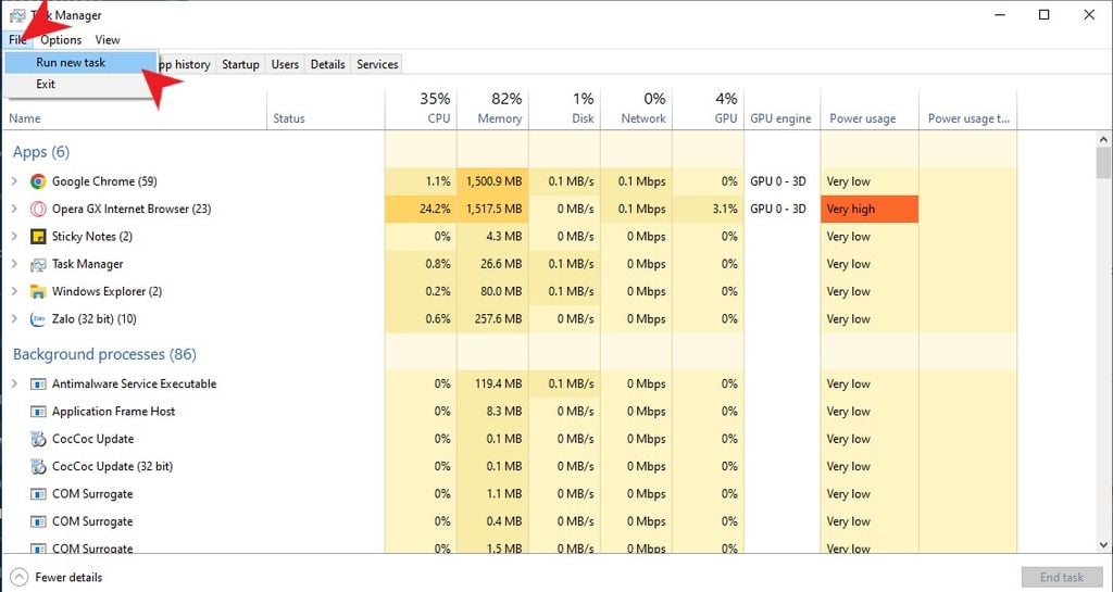Mở bằng Task Manager - GEARVN.COM