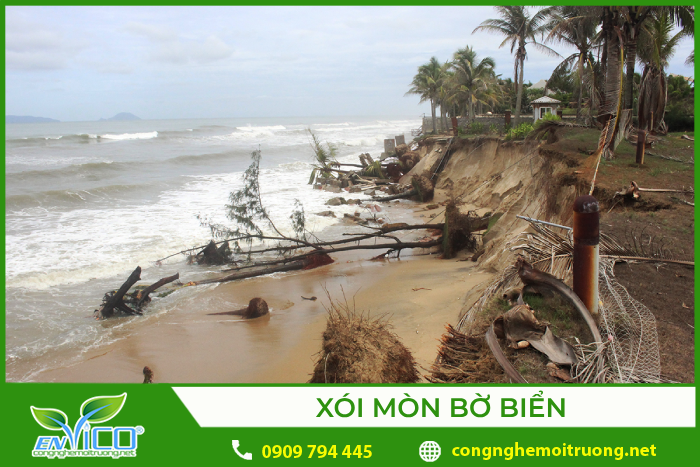 Bờ biển bị xói mòn do xâm thực