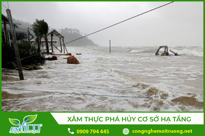 Cơ sở hạ tầng ven biển bị phá hủy do xâm thực