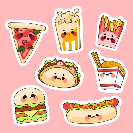 Mẫu sticker cute food 3