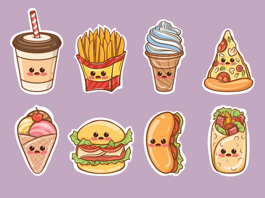 Mẫu sticker cute food 6