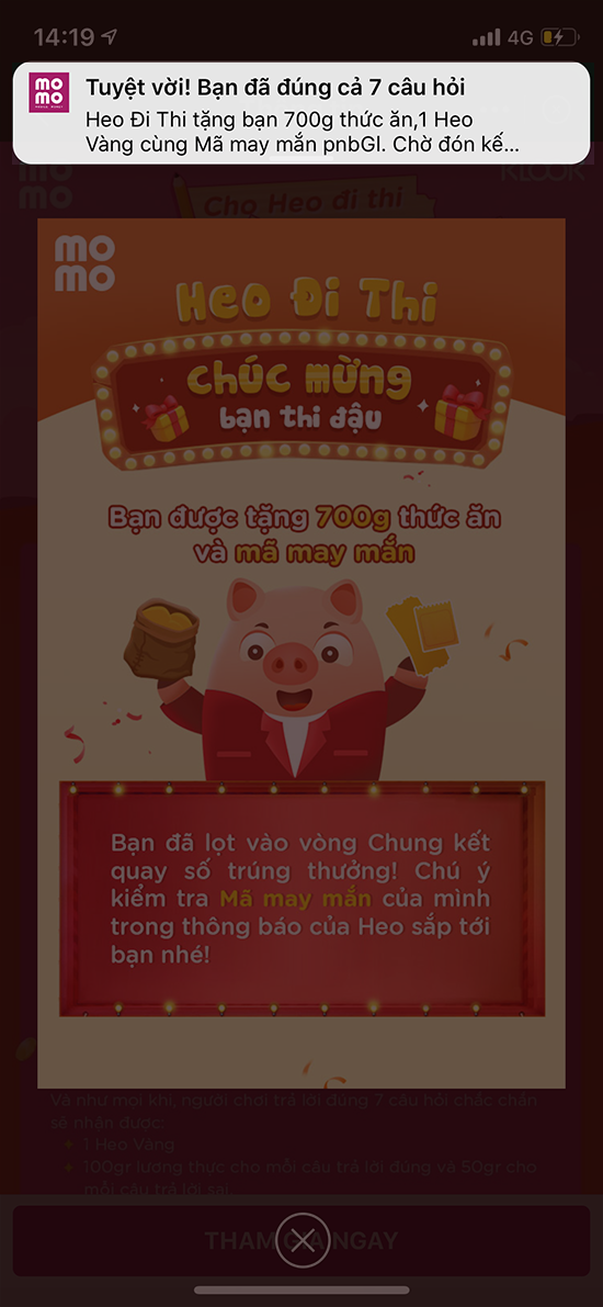 bạn sẽ nhận được mã may mắn riêng