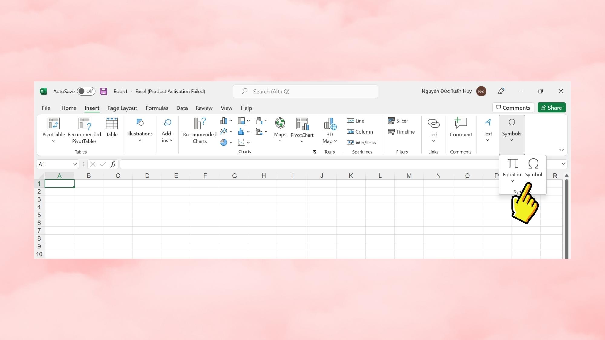 Hướng dẫn cách chèn ký hiệu phi trong Excel chỉ trong tích tắc - Bước 1