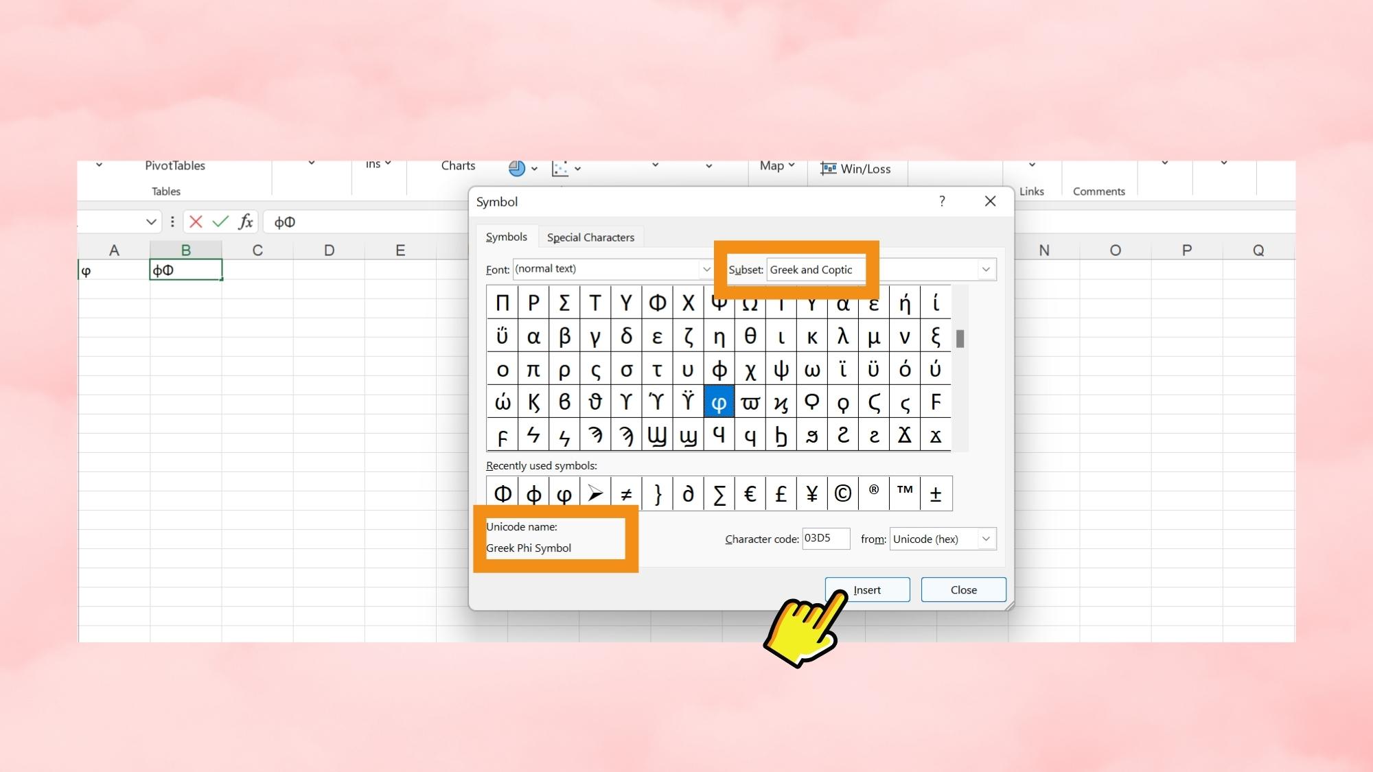 Hướng dẫn cách chèn ký hiệu phi trong Excel chỉ trong tích tắc - Bước 2