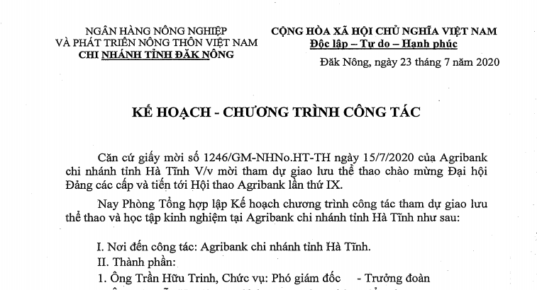 Lập kế hoạch tổ chức chuyến đi công tác cho giám đốc và cấp lãnh đạo