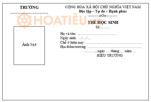 Mẫu thẻ học sinh đẹp nhất