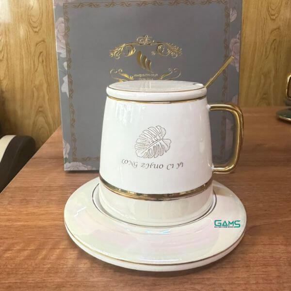 Ly sứ có đế hâm nóng in logo theo yêu cầu
