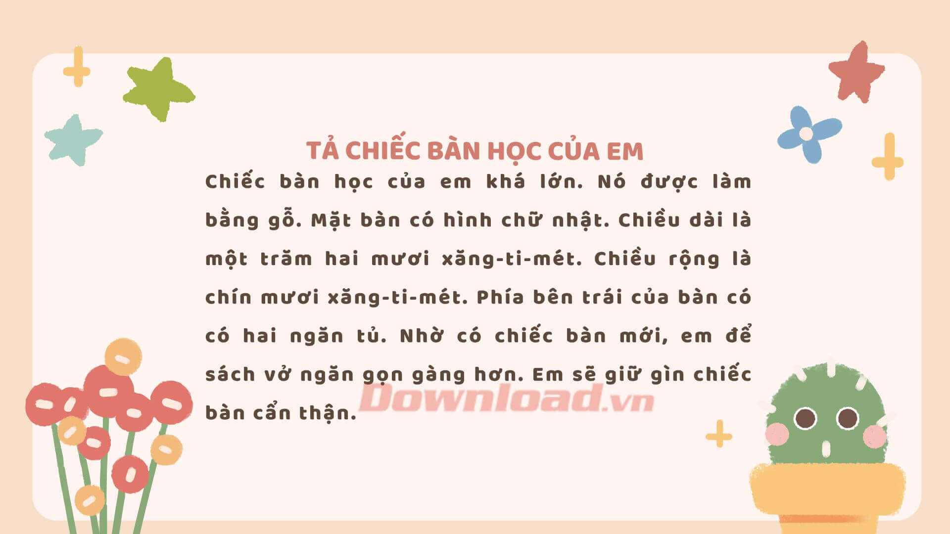Tả chiếc bàn học của em