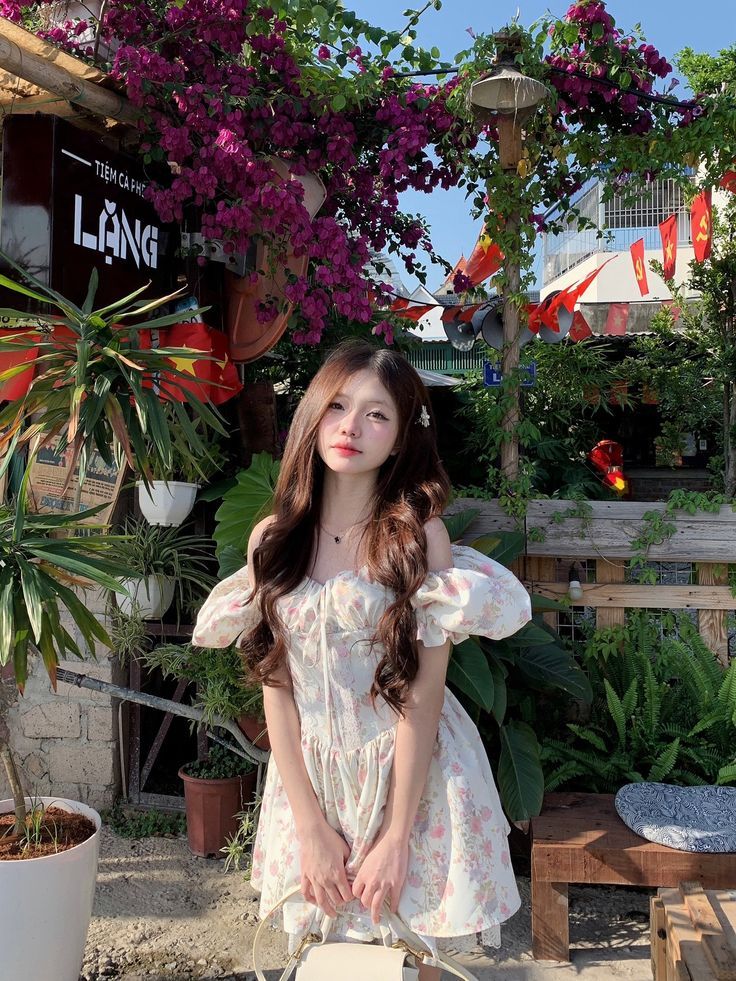 Dáng chụp ảnh váy Hàn tinh tế nhẹ nhàng