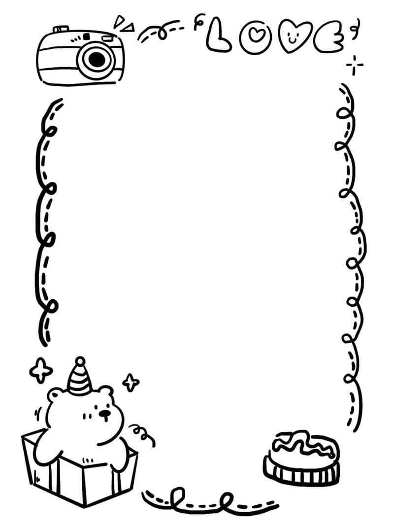 Ảnh trang trí viền giấy A4 bằng doodle cực đáng yêu