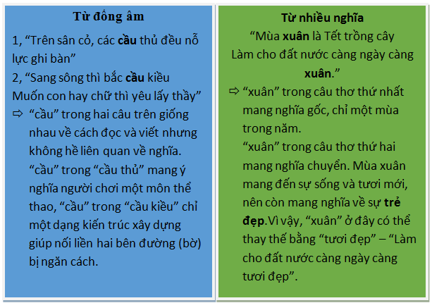vi du ve tu dong am va tu nhieu nghia