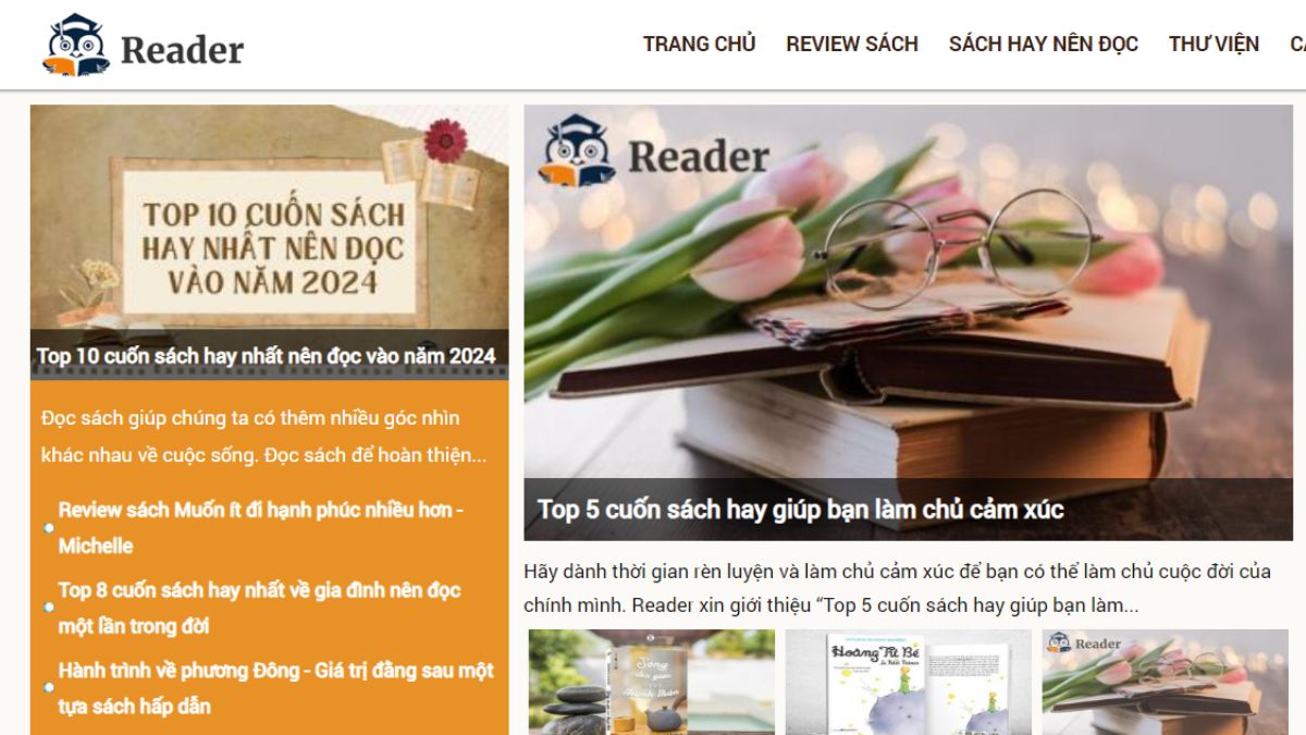 Trang web đọc sách miễn phí Reader.com.vn