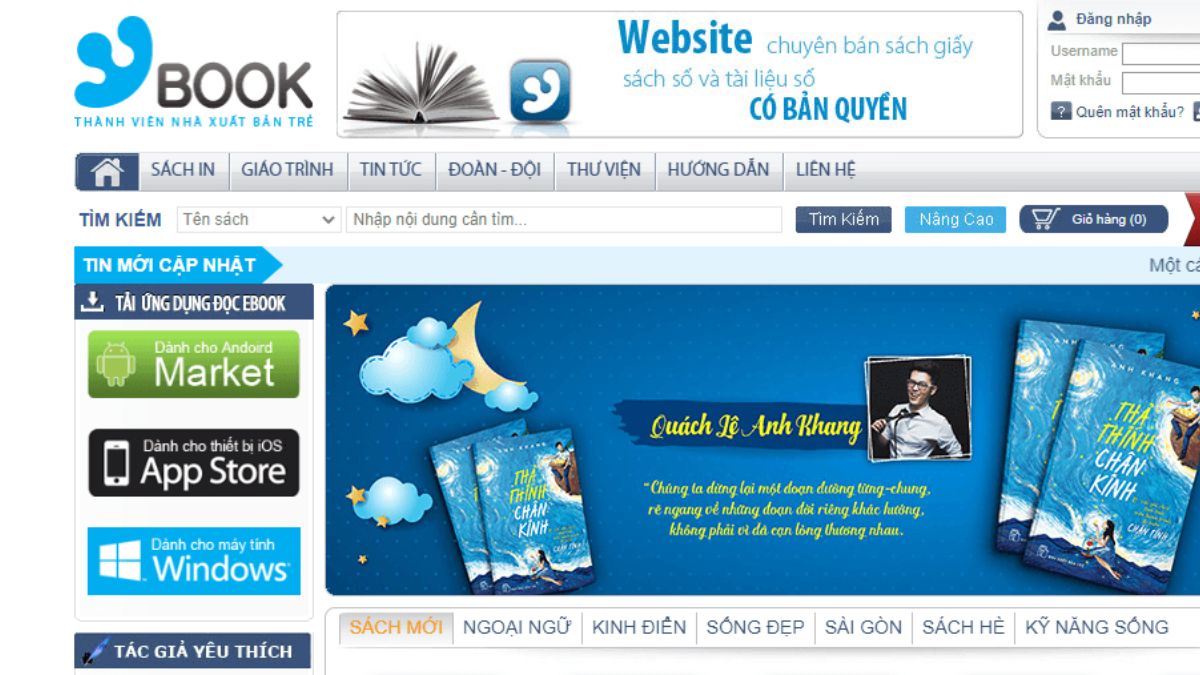 Web đọc sách online miễn phí Ybook.vn