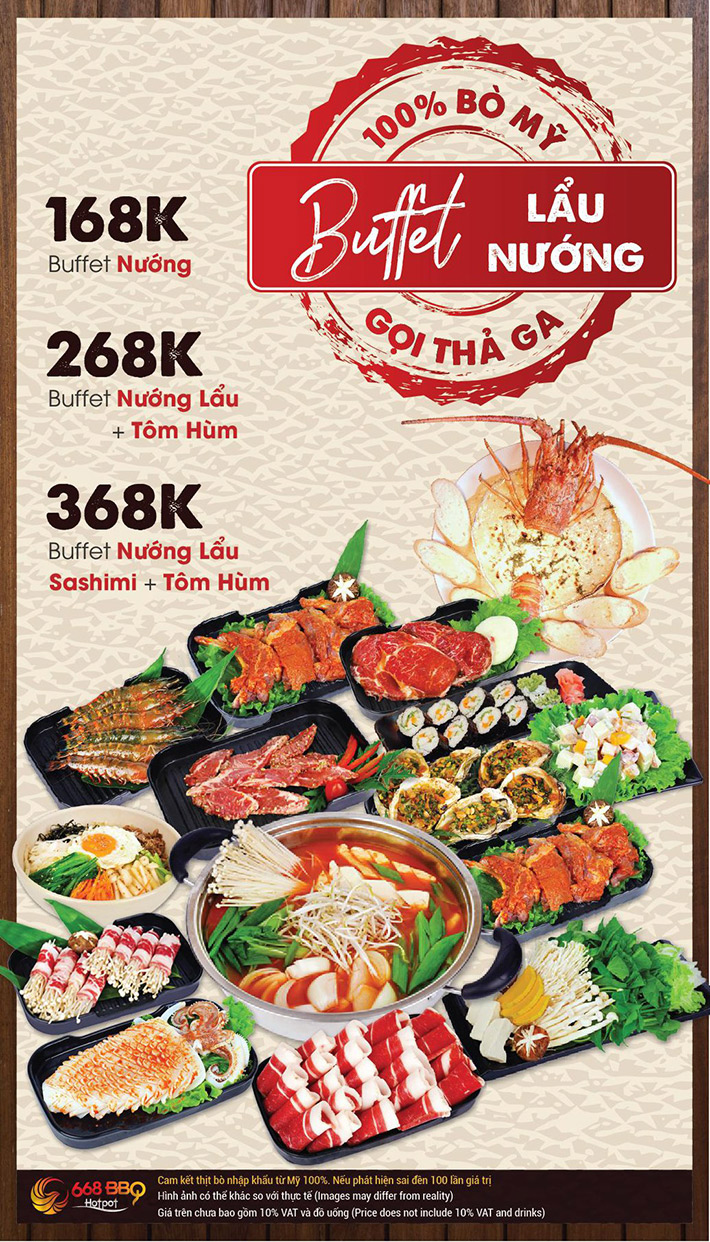 Buffet Nướng Lẩu Menu 268K Tặng Tôm Hùm Sang Chảnh Tại 668 BBQ & Hotpot
