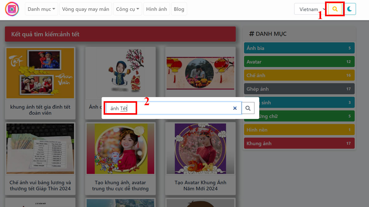 Cách ghép ảnh Tết online trực tuyến bước 1