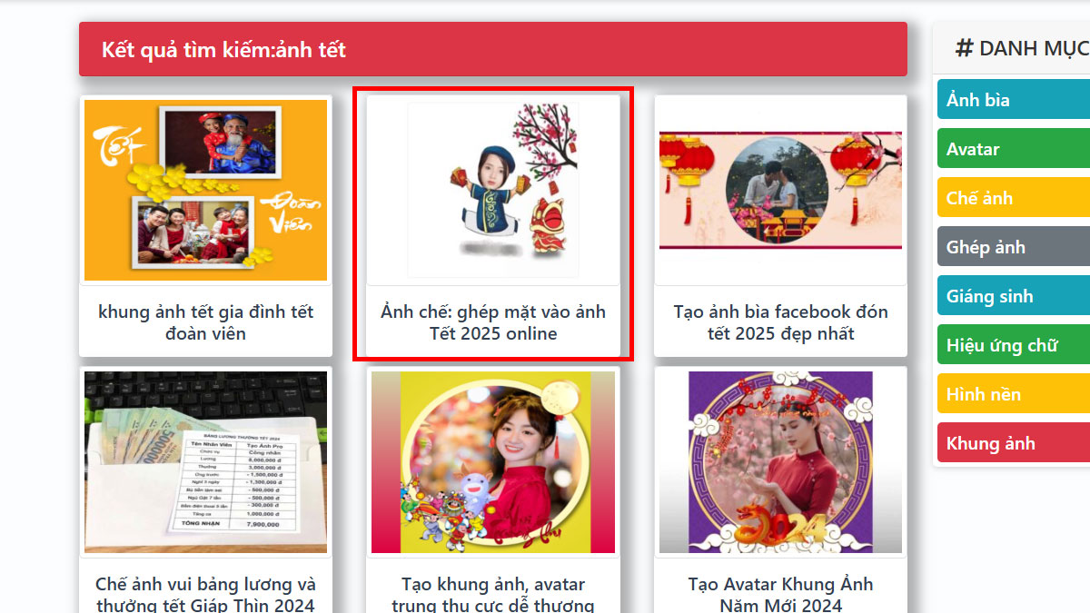 Cách ghép ảnh Tết online trực tuyến bước 2