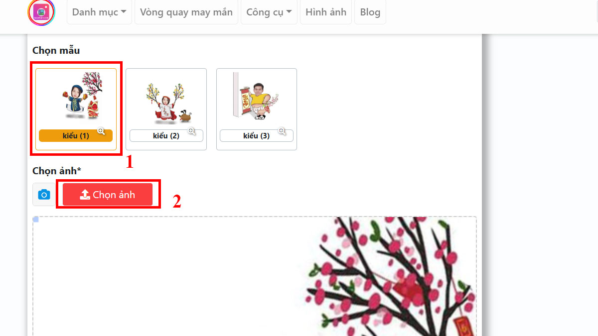 Cách ghép ảnh Tết online trực tuyến bước 3