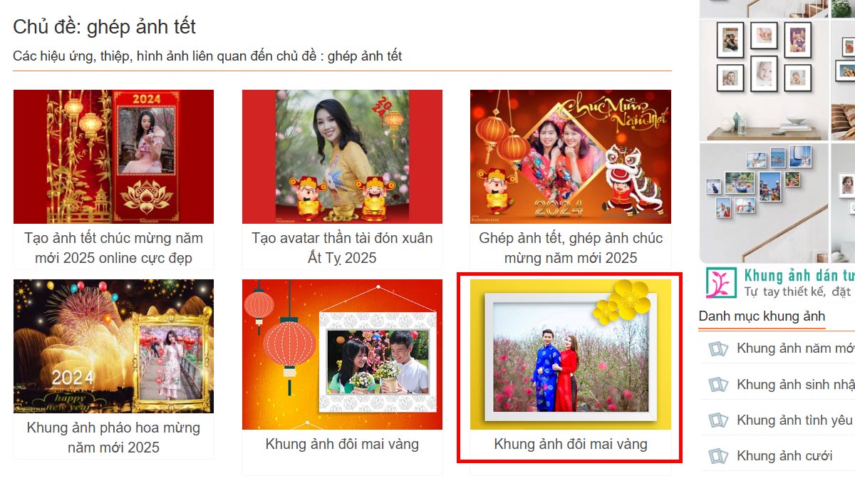 Ghép ảnh Tết online bằng khunganhonline.com bước 1