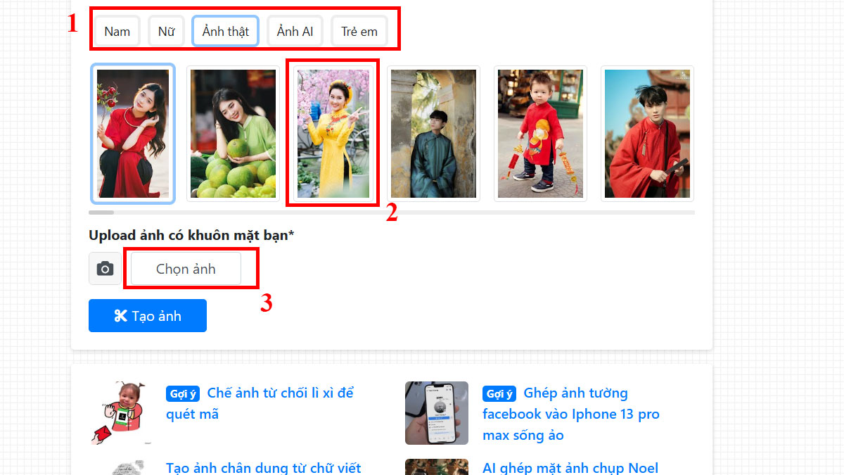 Cách ghép ảnh Tết online bước 1