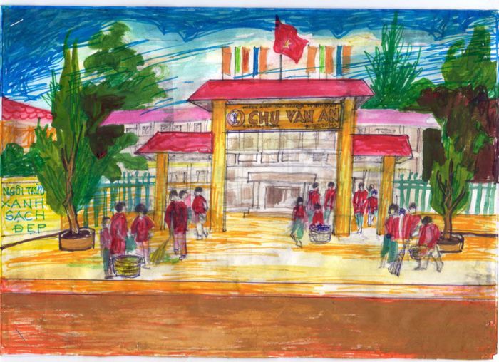 buc tranh ve ngoi truong dep nhat 15