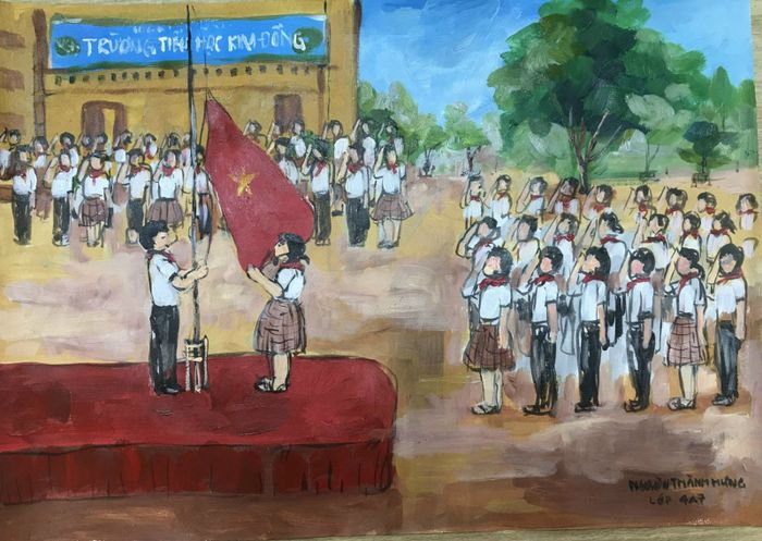 buc tranh ve ngoi truong dep nhat 37