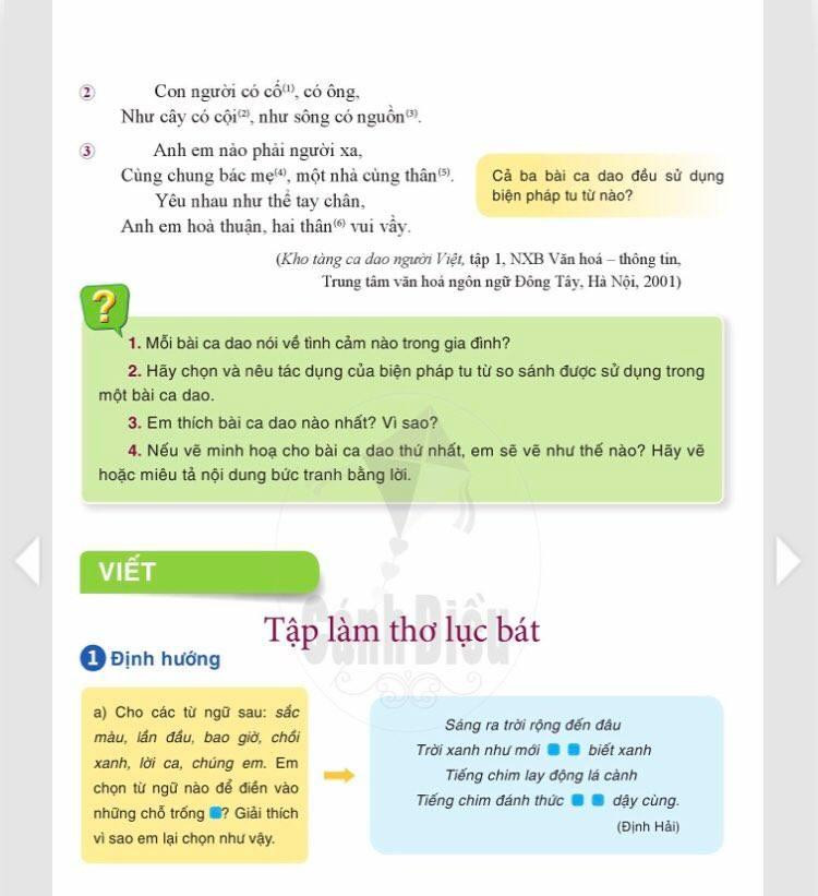 Bài Tập làm thơ lục bát - Ngữ văn 6, bộ Cánh Diều. (Ảnh: Cao Nguyên)