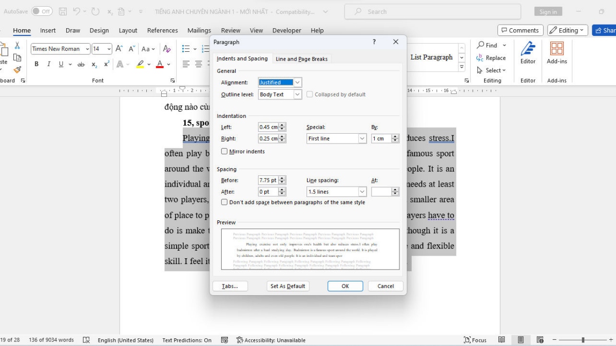 Cách định dạng văn bản trong Word Cách định dạng văn bản trong Word bằng Paragraph bước 2