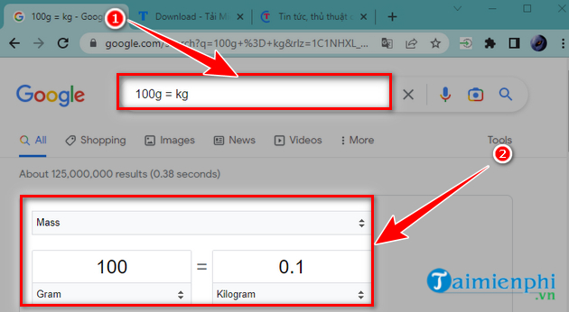 100g doi ra kg