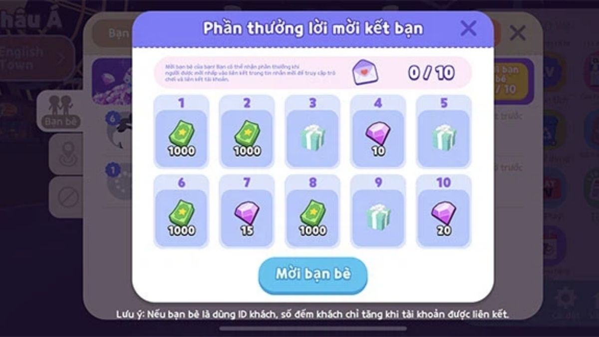Cách kiếm kim cương trong Play Together bằng cách mời bạn vào tham gia