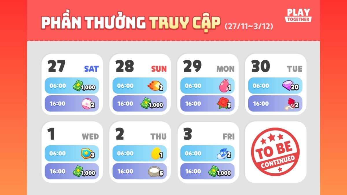 Mẹo kiếm thêm kim cương trong Play Together hay nhất là tham gia sự kiện đăng nhập