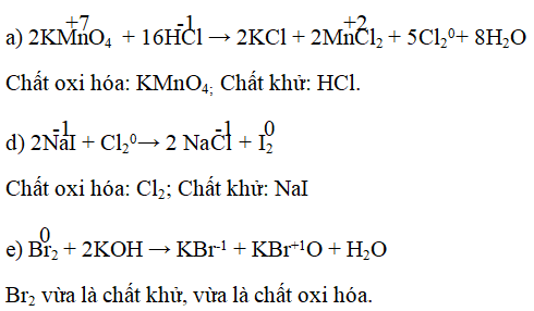 Các phương trình có sự tham gia chất oxi hóa và chất khử