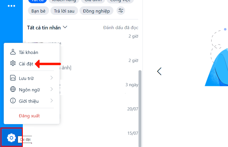 Bật thông báo Zalo web
