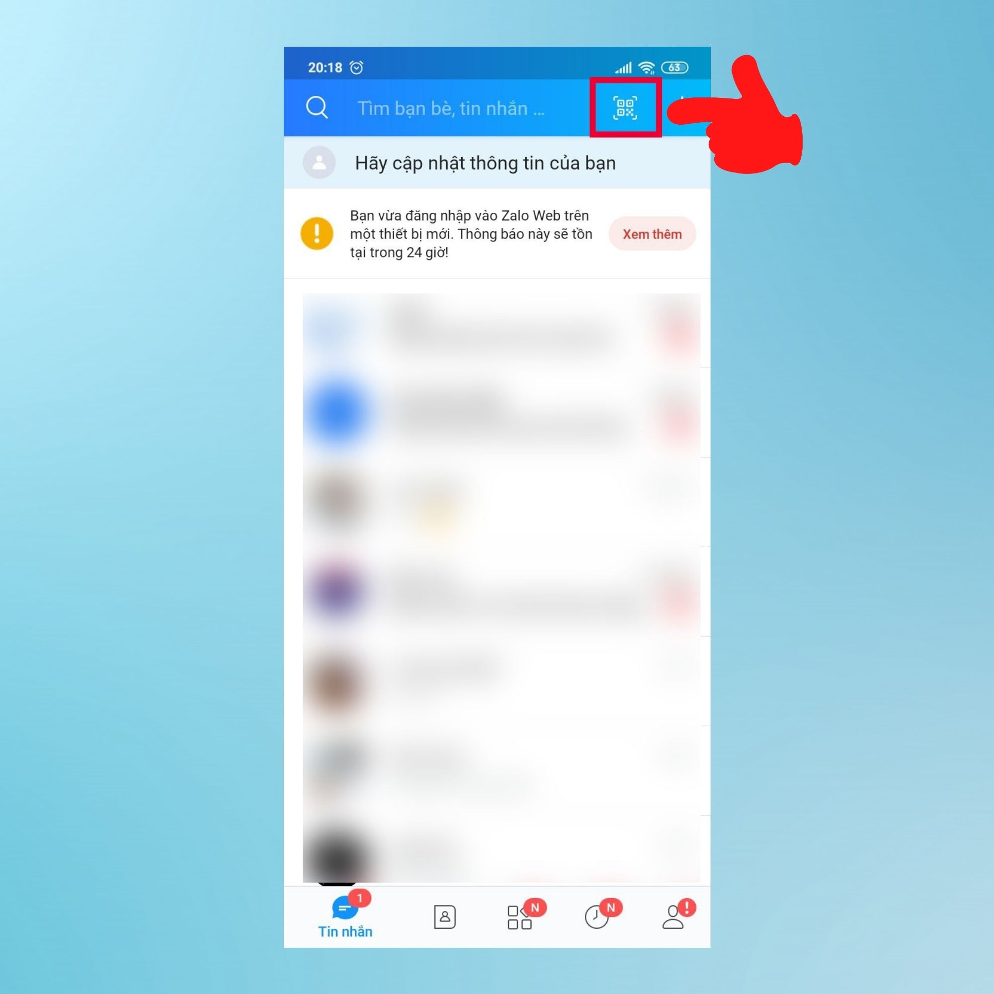 Đăng nhập Zalo web trên Google Chrome bằng mã QR - bước 2