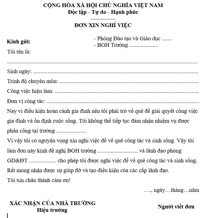Tải 10+ mẫu đơn xin nghỉ việc, thôi việc ngắn gọn, súc tích