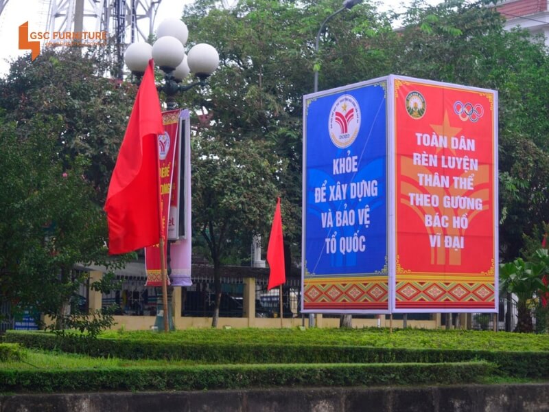 Khẩu hiệu thể thao vận động toàn dân rèn luyện theo gương Bác Hồ vĩ đại